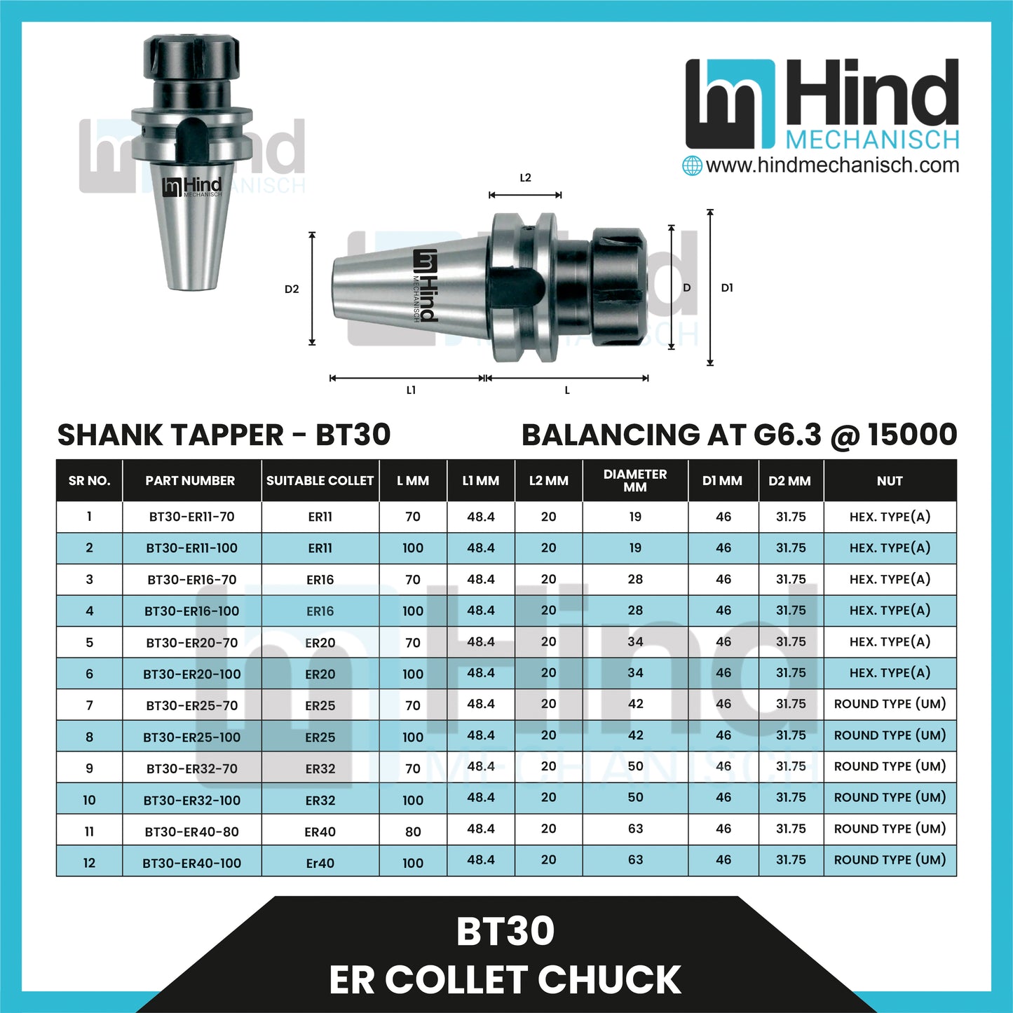 BT30 ER Collet Chuck