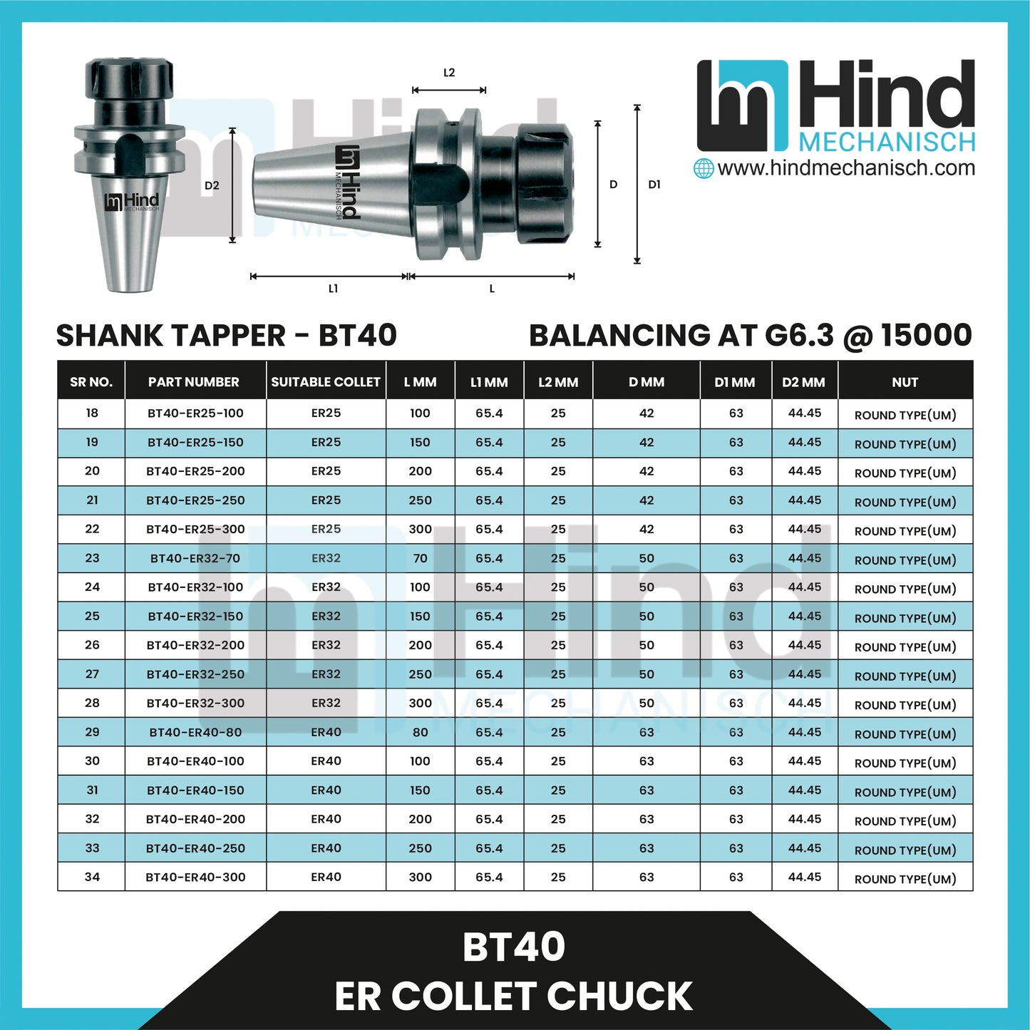 BT40 ER Collet Chuck
