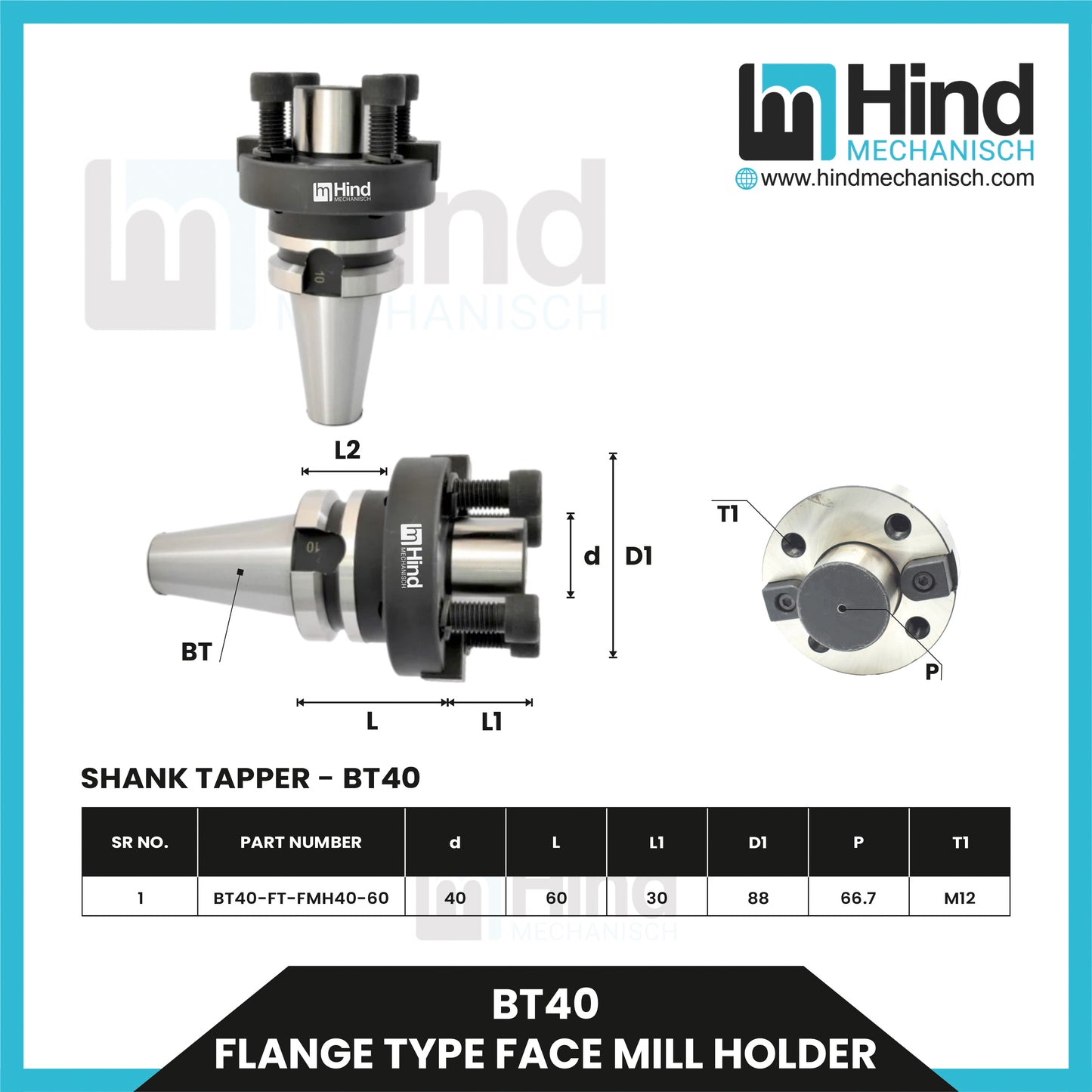 BT40 Flange Type Face Mill Holder