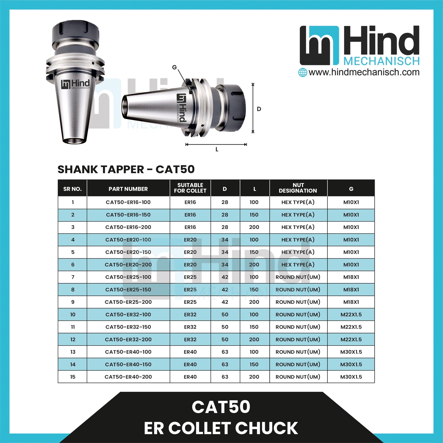 CAT50 ER Collet Chuck