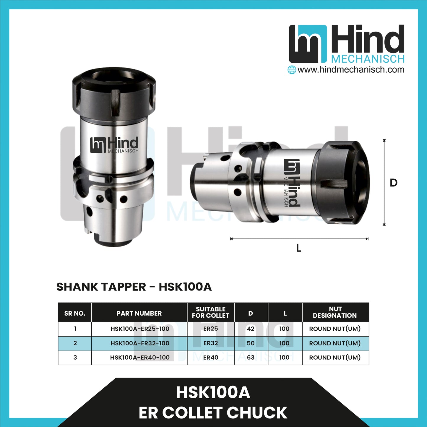 HSK100A ER Collet Chuck