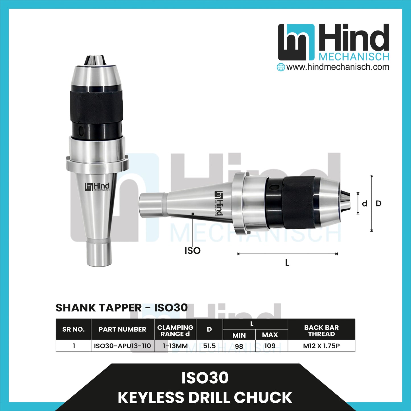 ISO30 Keyless Drill Chuck