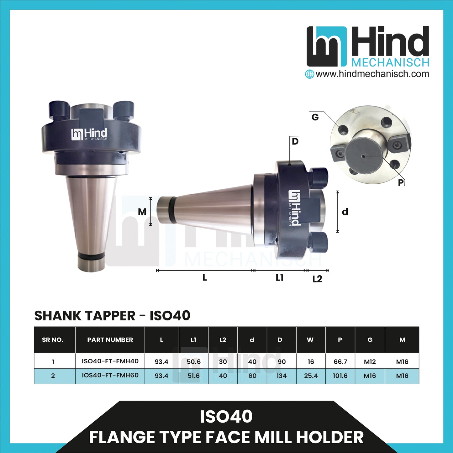 ISO40 Flange Type Face Mill Holder