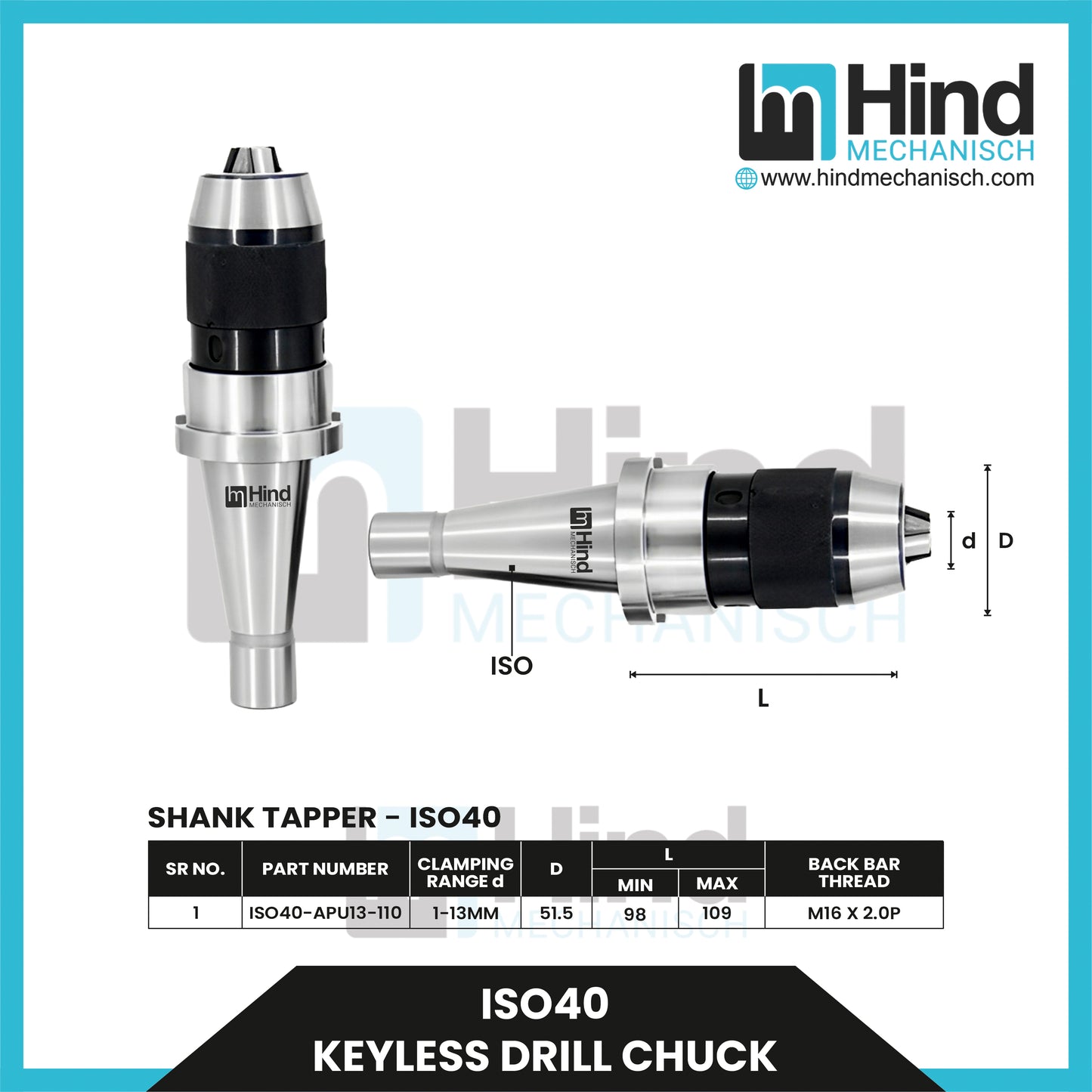 ISO40 Keyless Drill Chuck
