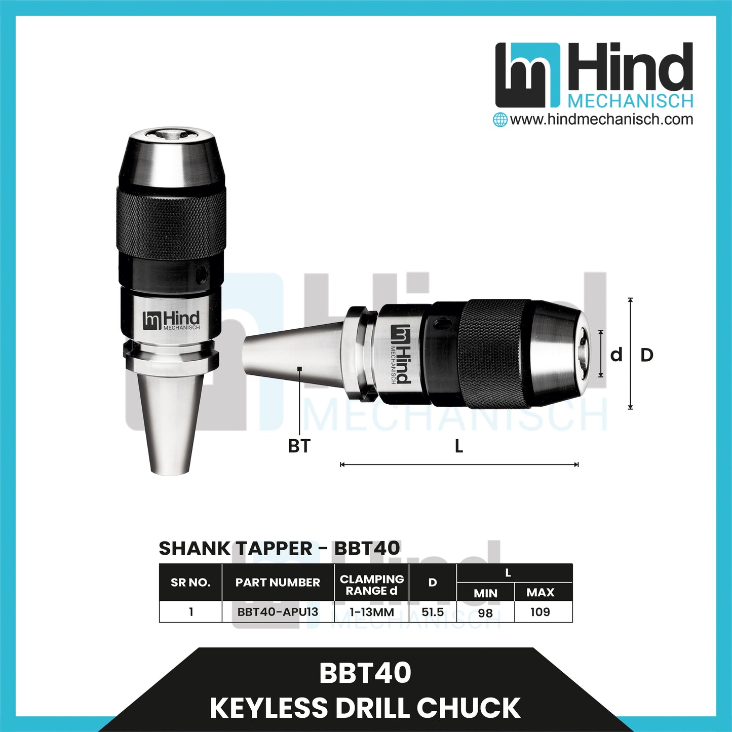 BBT40 Keyless Drill Chuck
