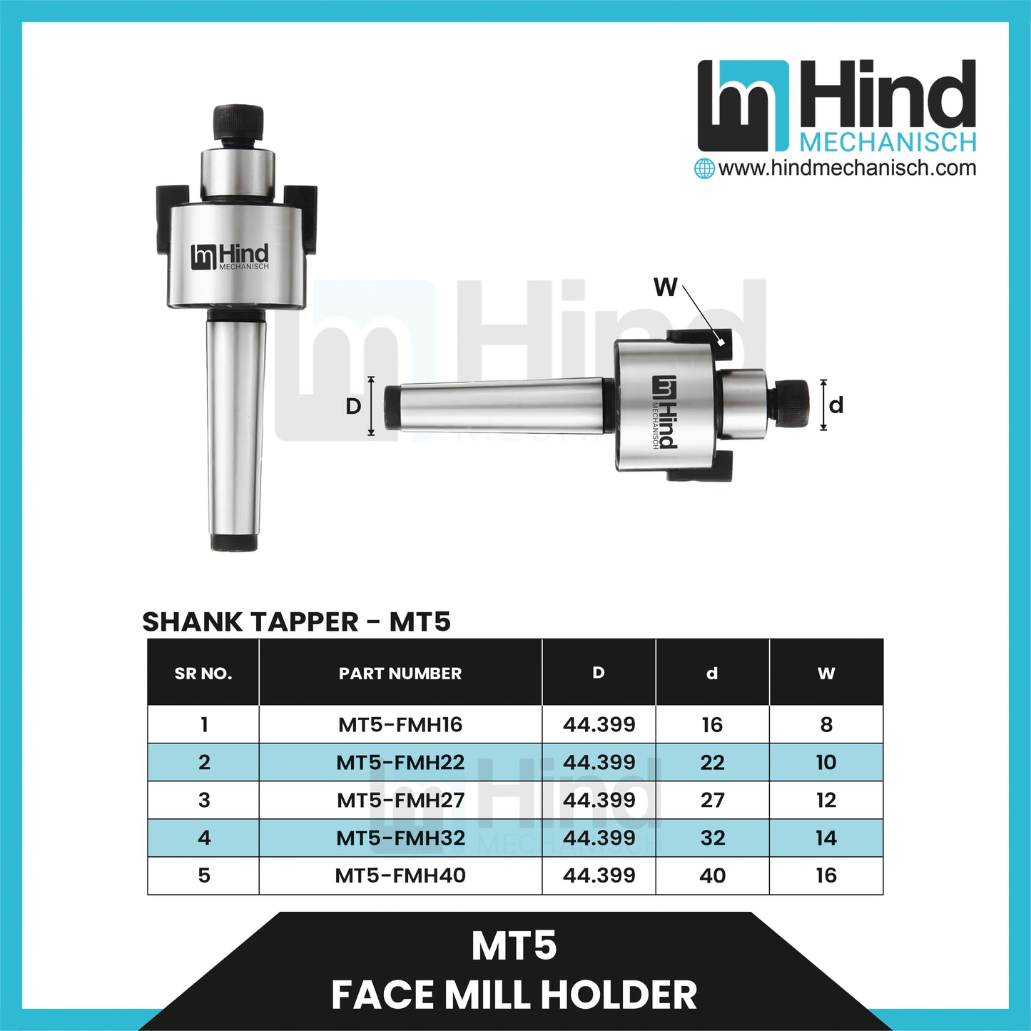 MT5 Face Mill Holder