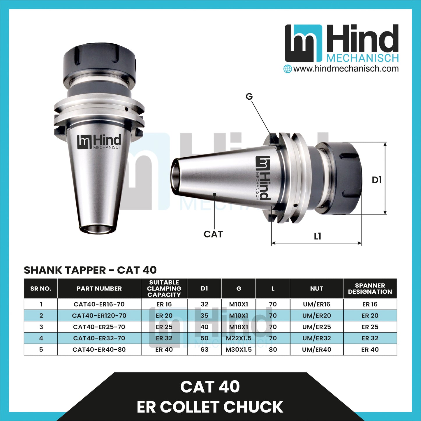 CAT40 ER Collet Chuck Tool Holder