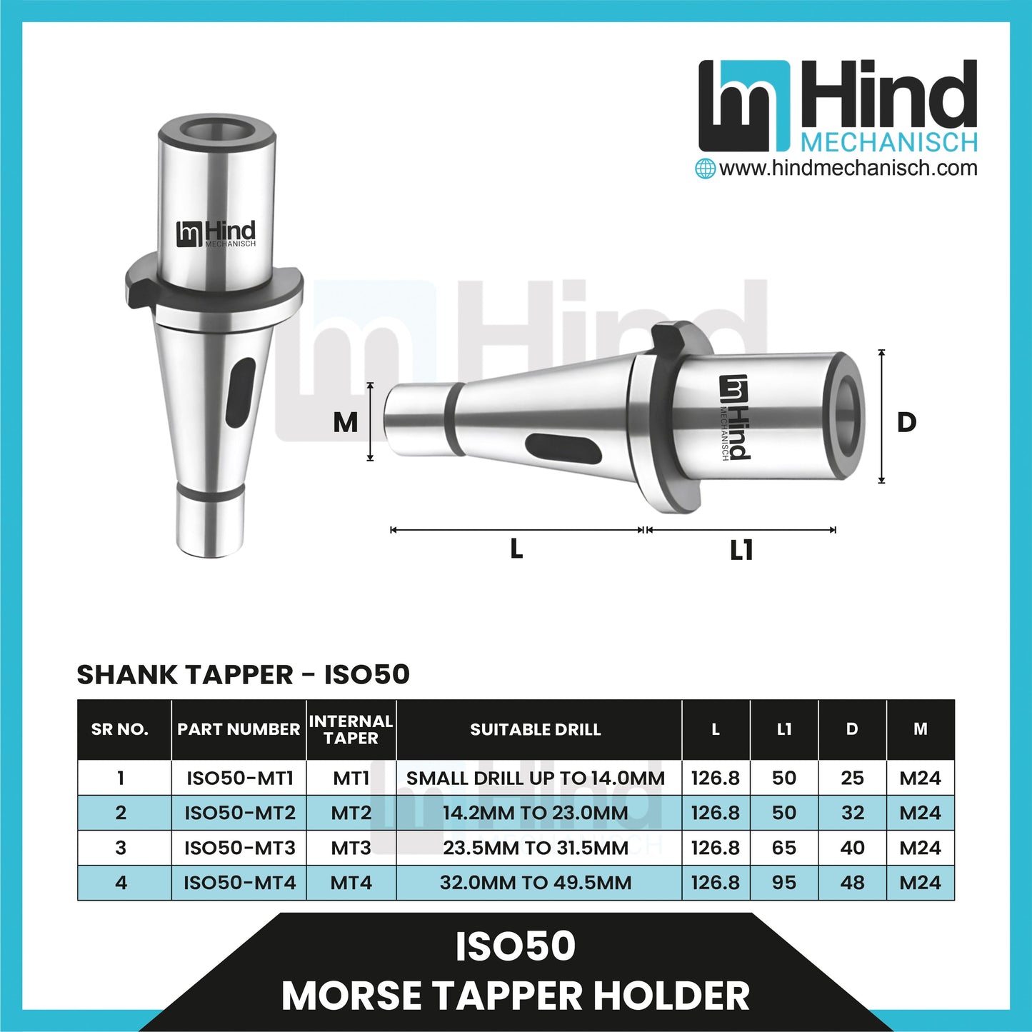 ISO50 Morse Taper Tool Holder