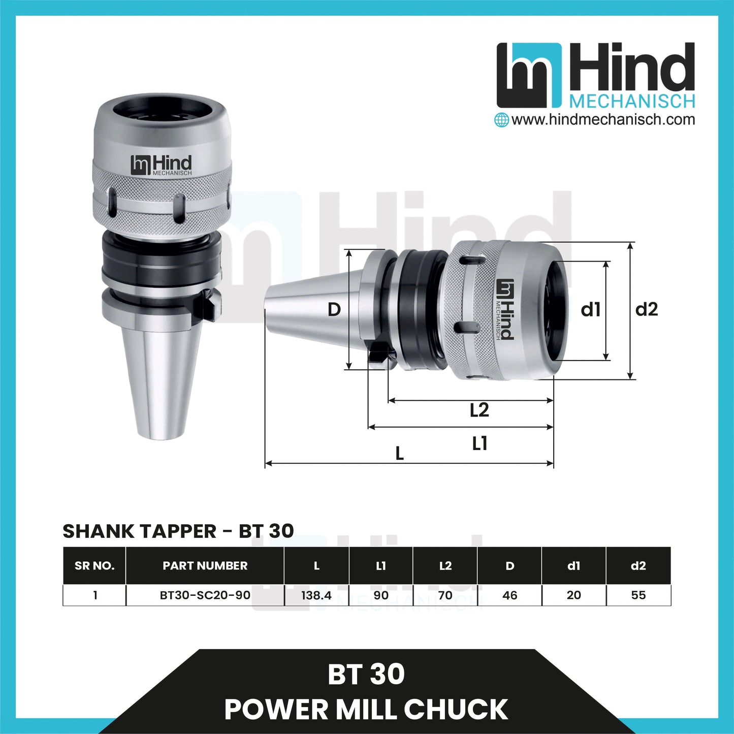 BT30 Power Mill Chuck Tool Holder S.N.
