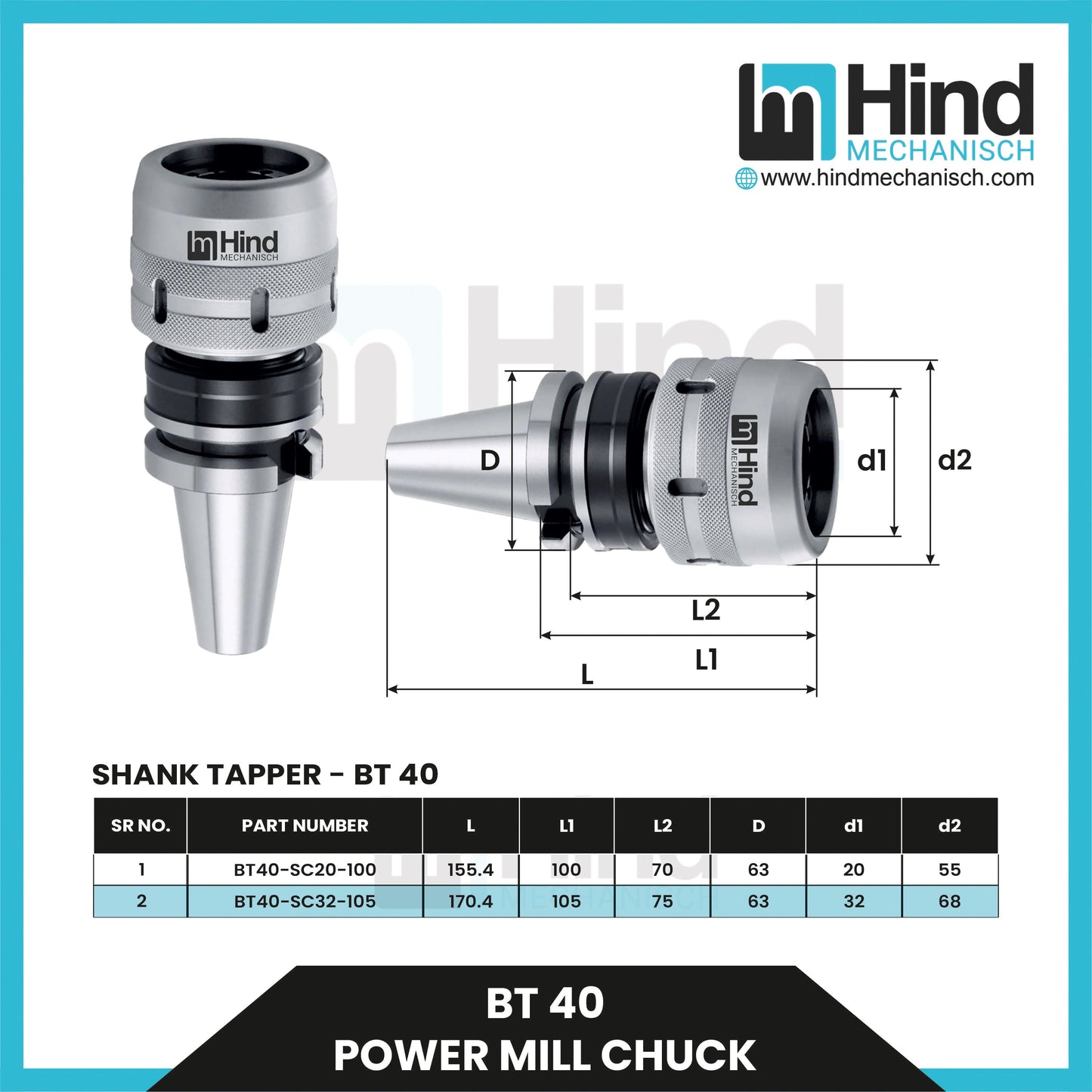 BT40 Power Mill Chuck Tool Holder