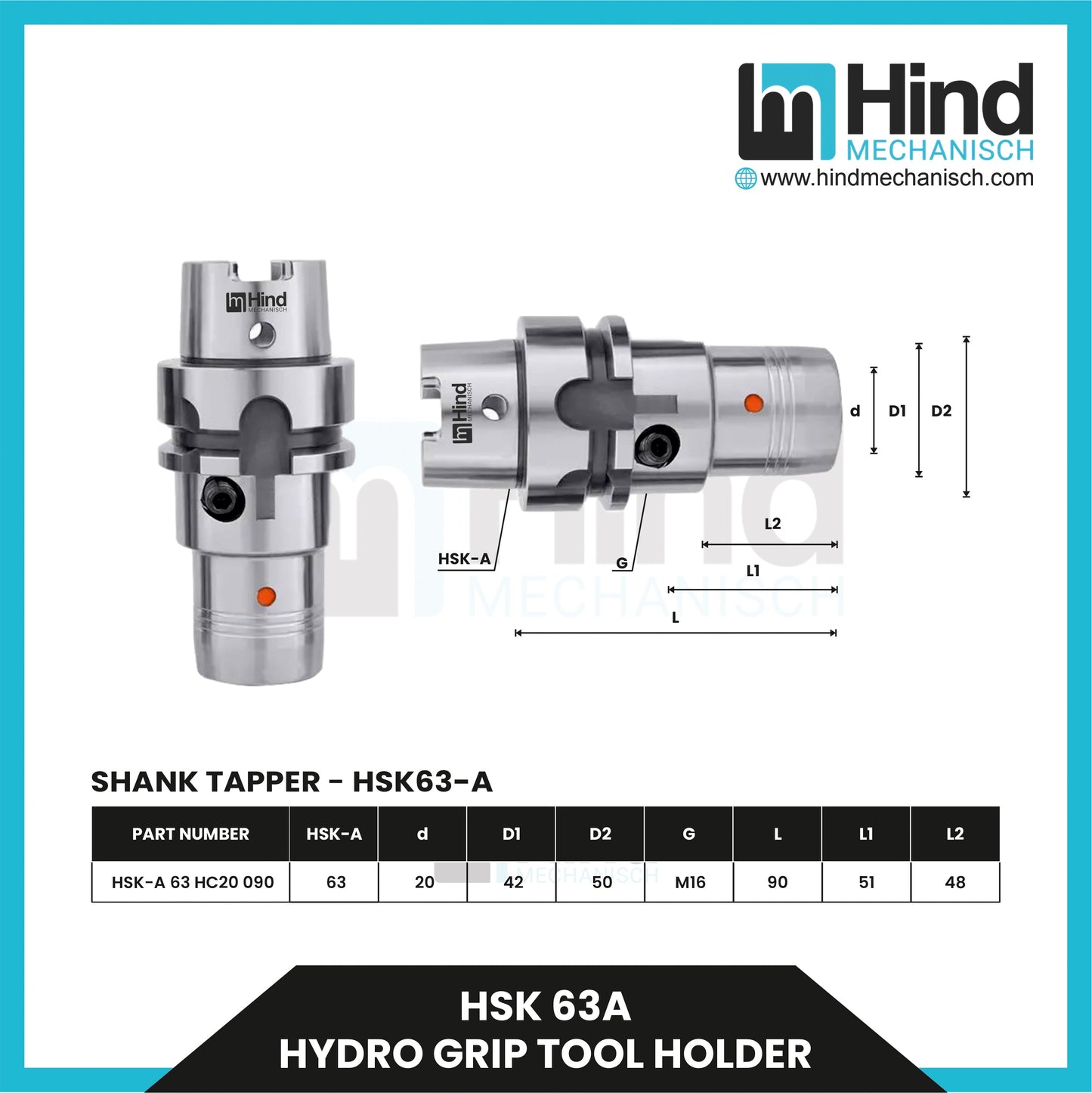 HSK100-A Hydrogrip Tool Holder (UPTO 100)