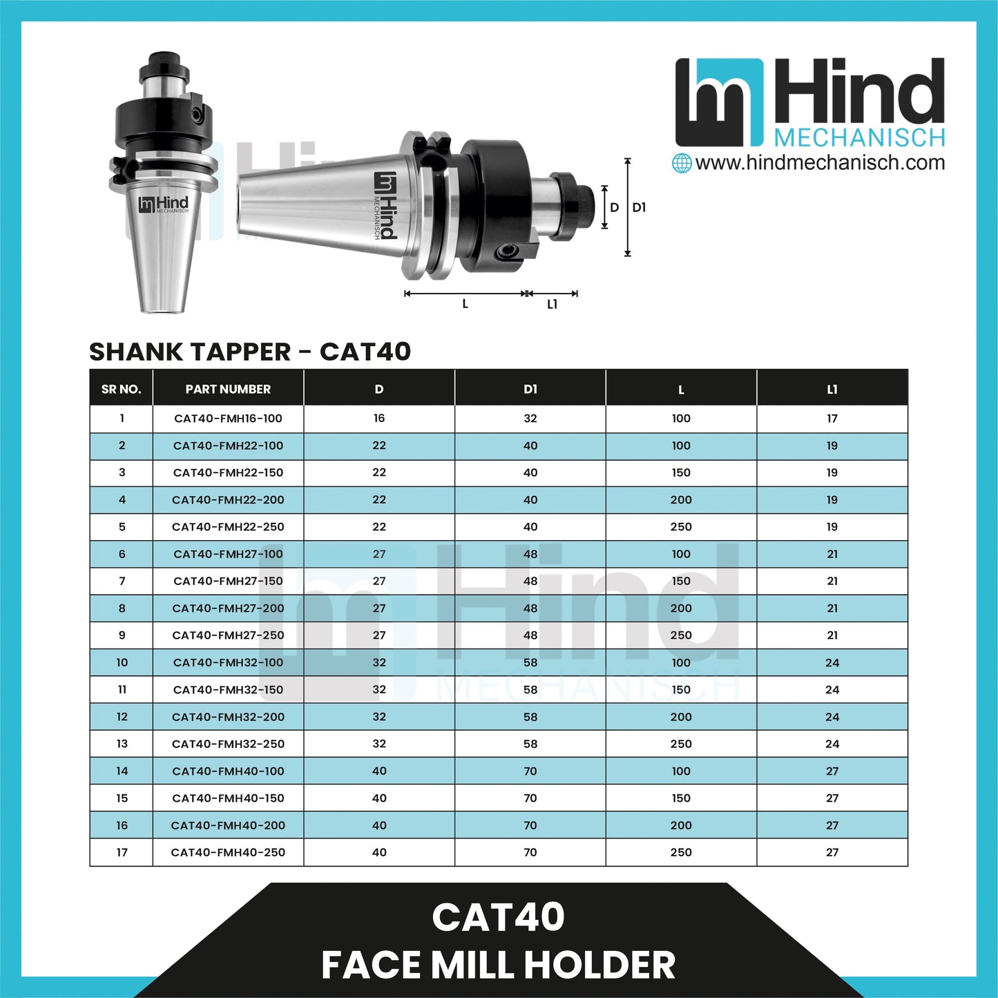 CAT40 Face Mill Tool Holder