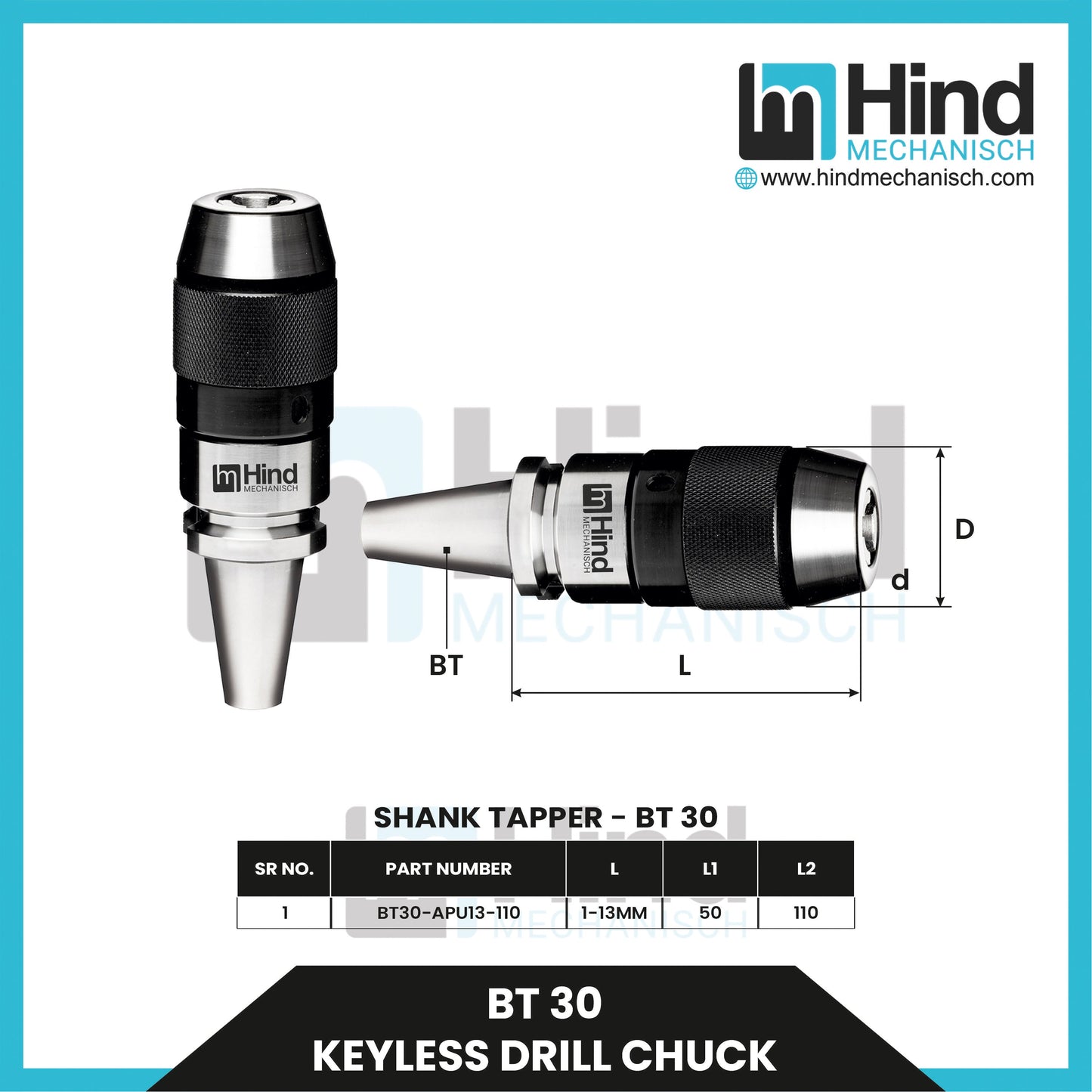 BT30 Keyless Drill Chuck Tool Holder