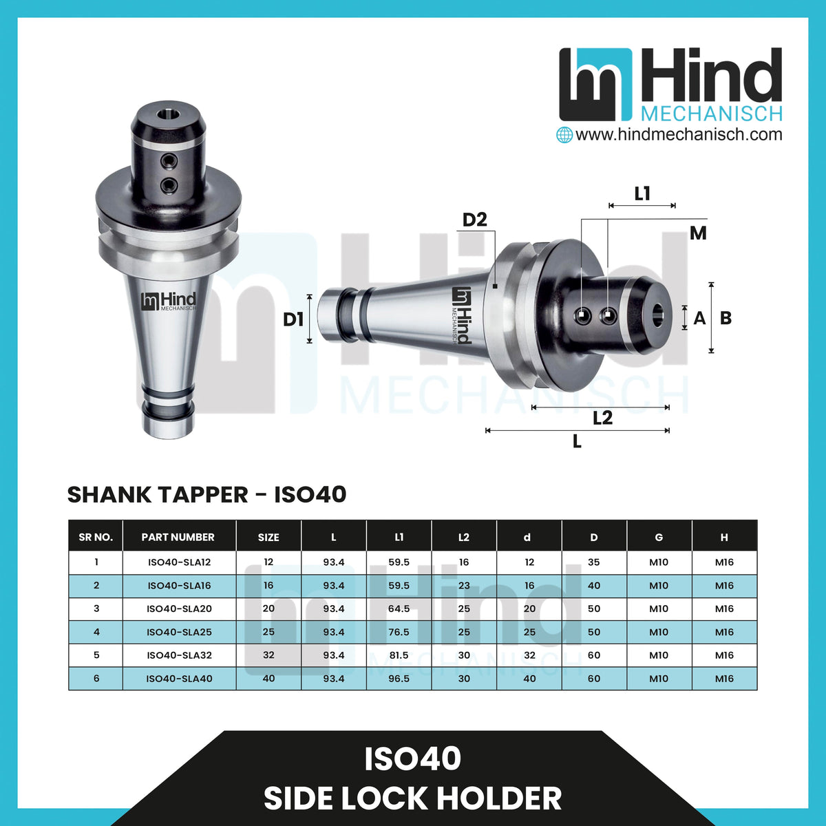 ISO40 Side Lock Tool Holder (UPTO 100)