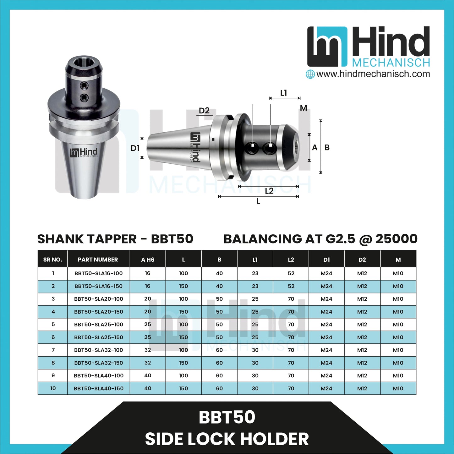 BBT50 Side Lock Tool Holder