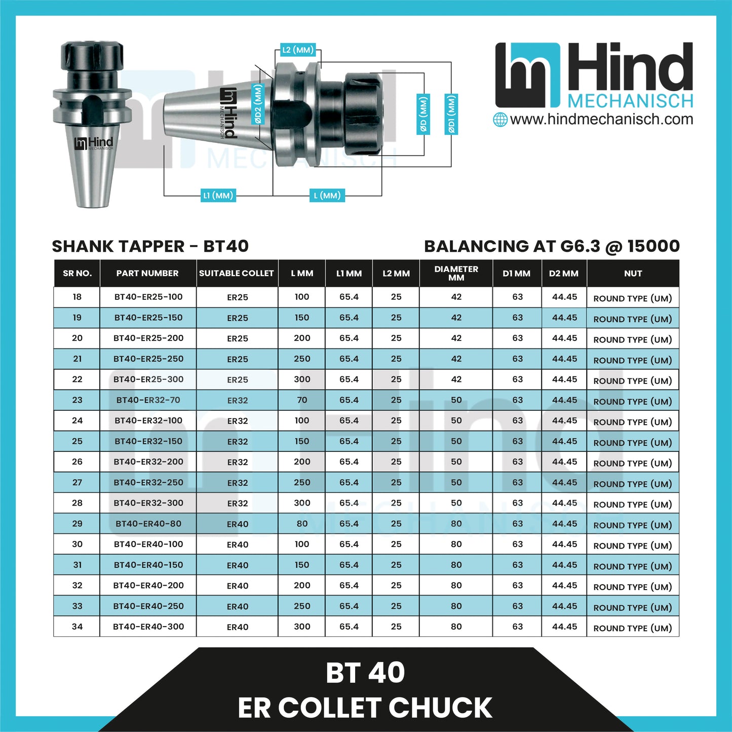 BT40 ER COLLET CHUCK