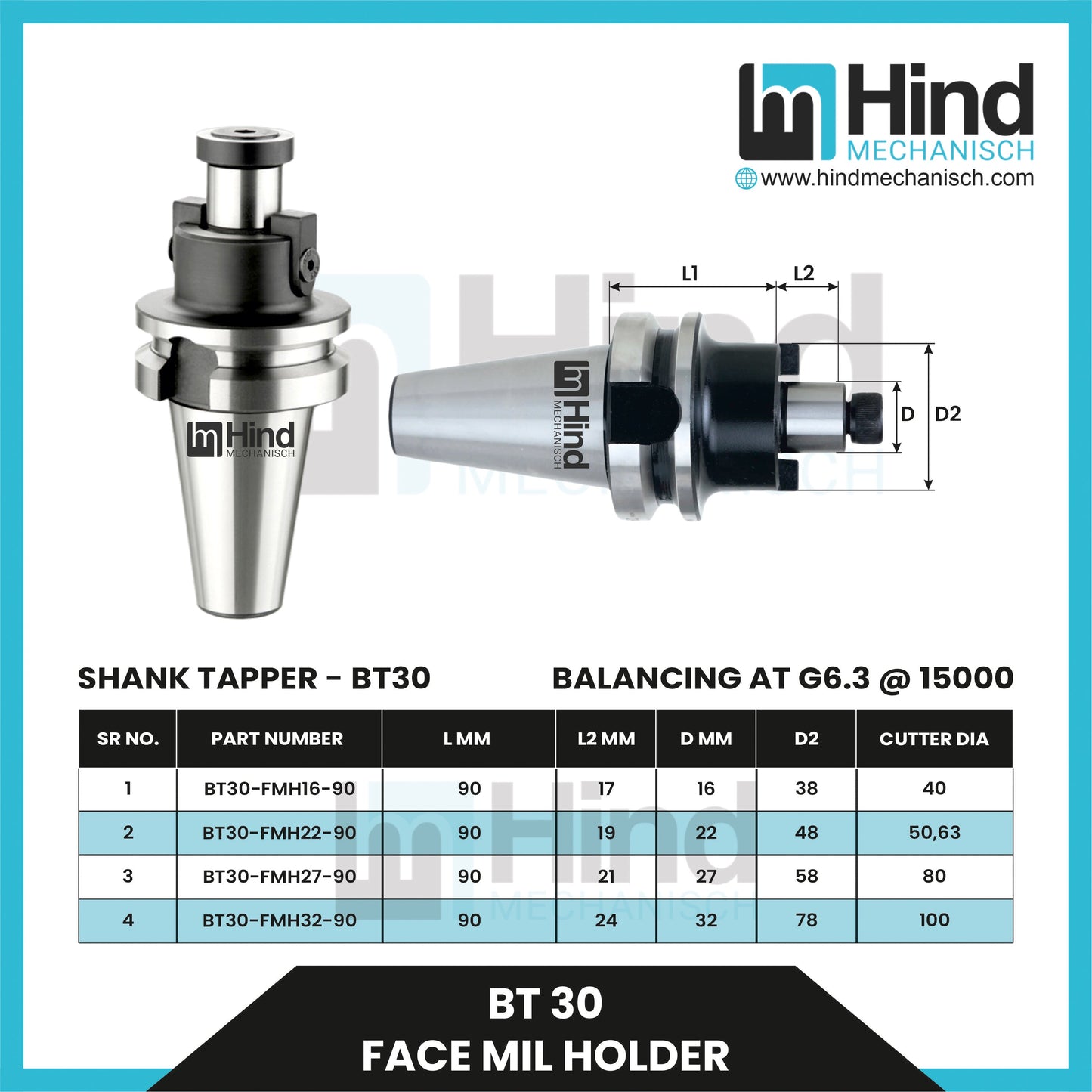 BT30 Face Mill Tool Holder