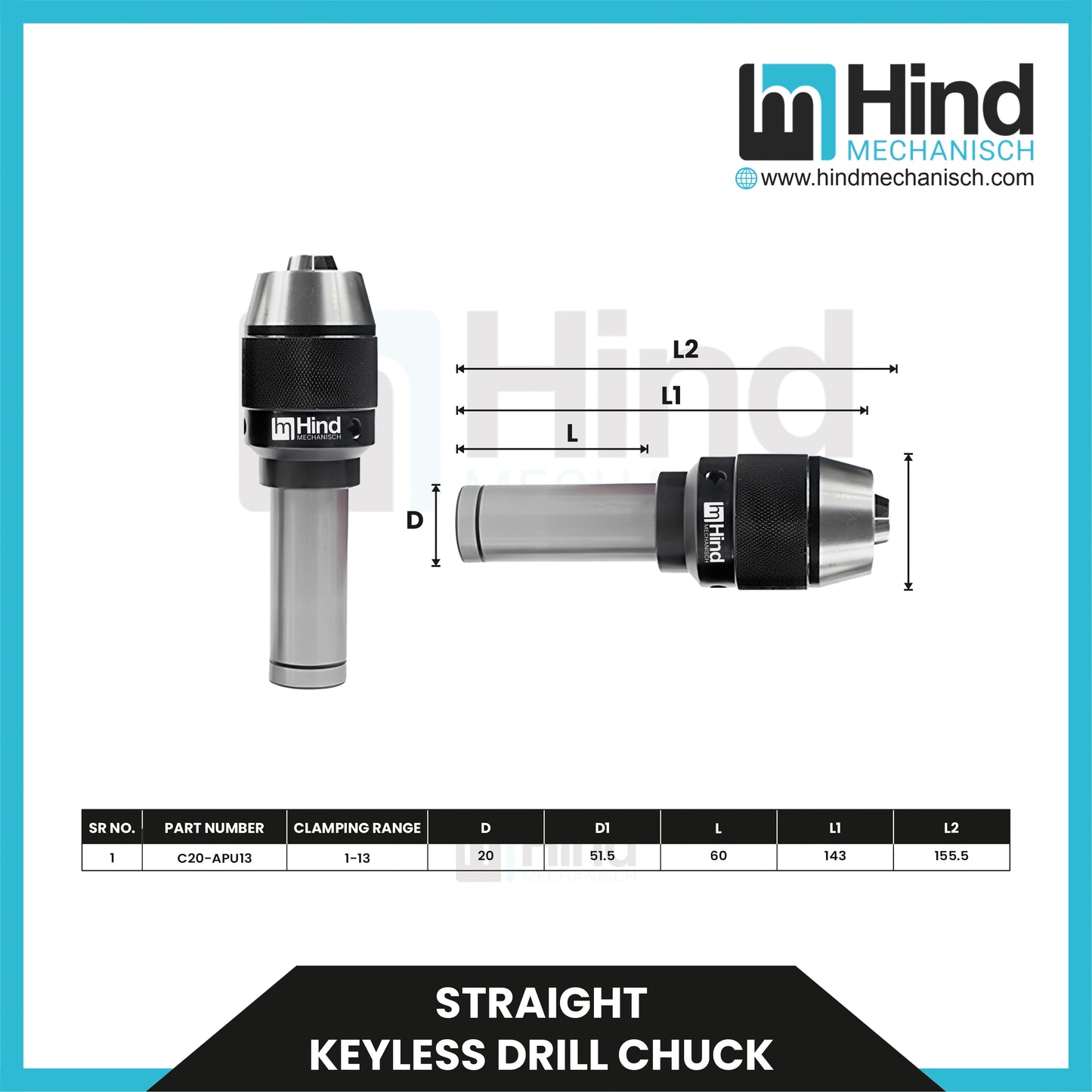 Straight Keyless Drill Chuck