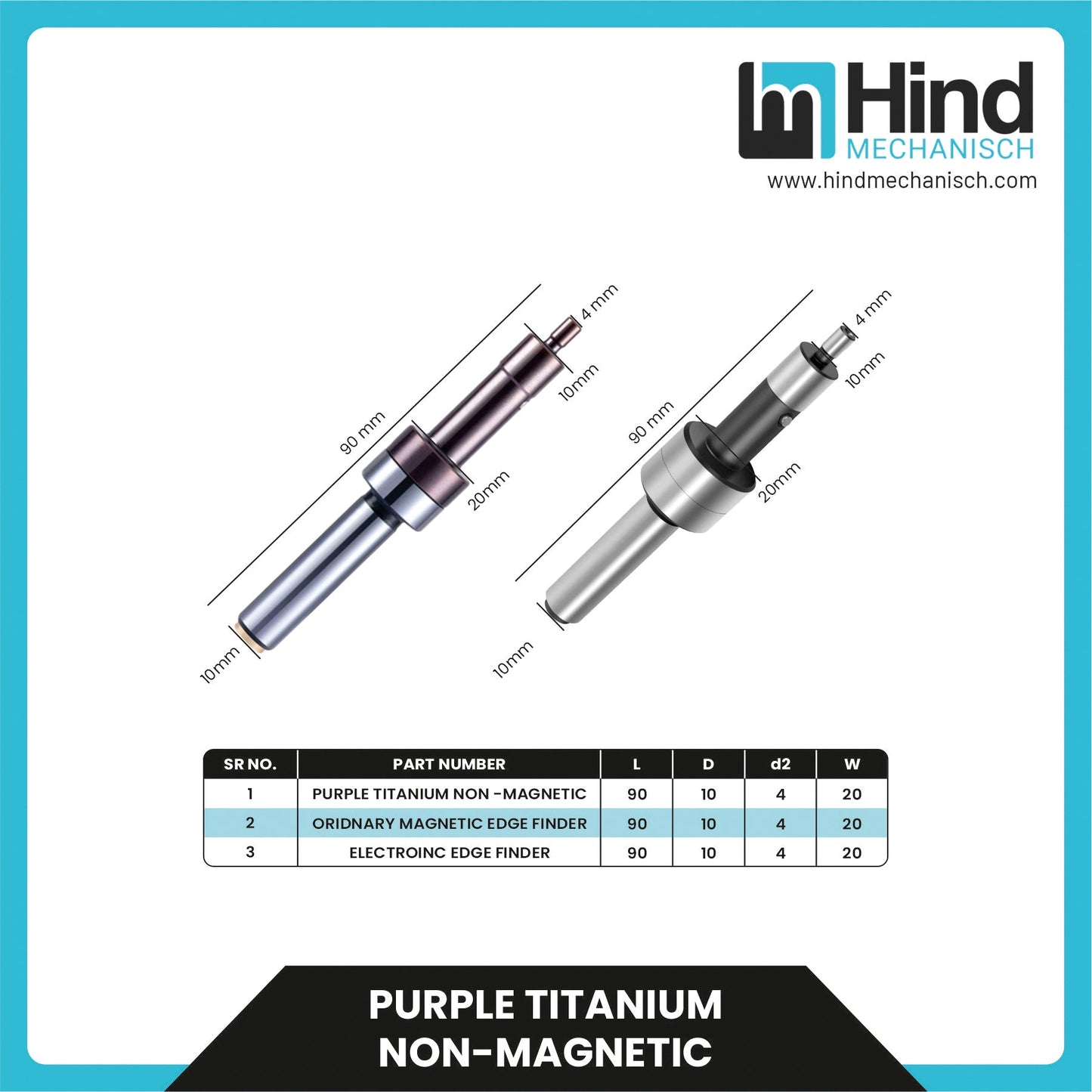 Purple Titanium Non-Magnetic Edge Finder Tool Holder Accessories