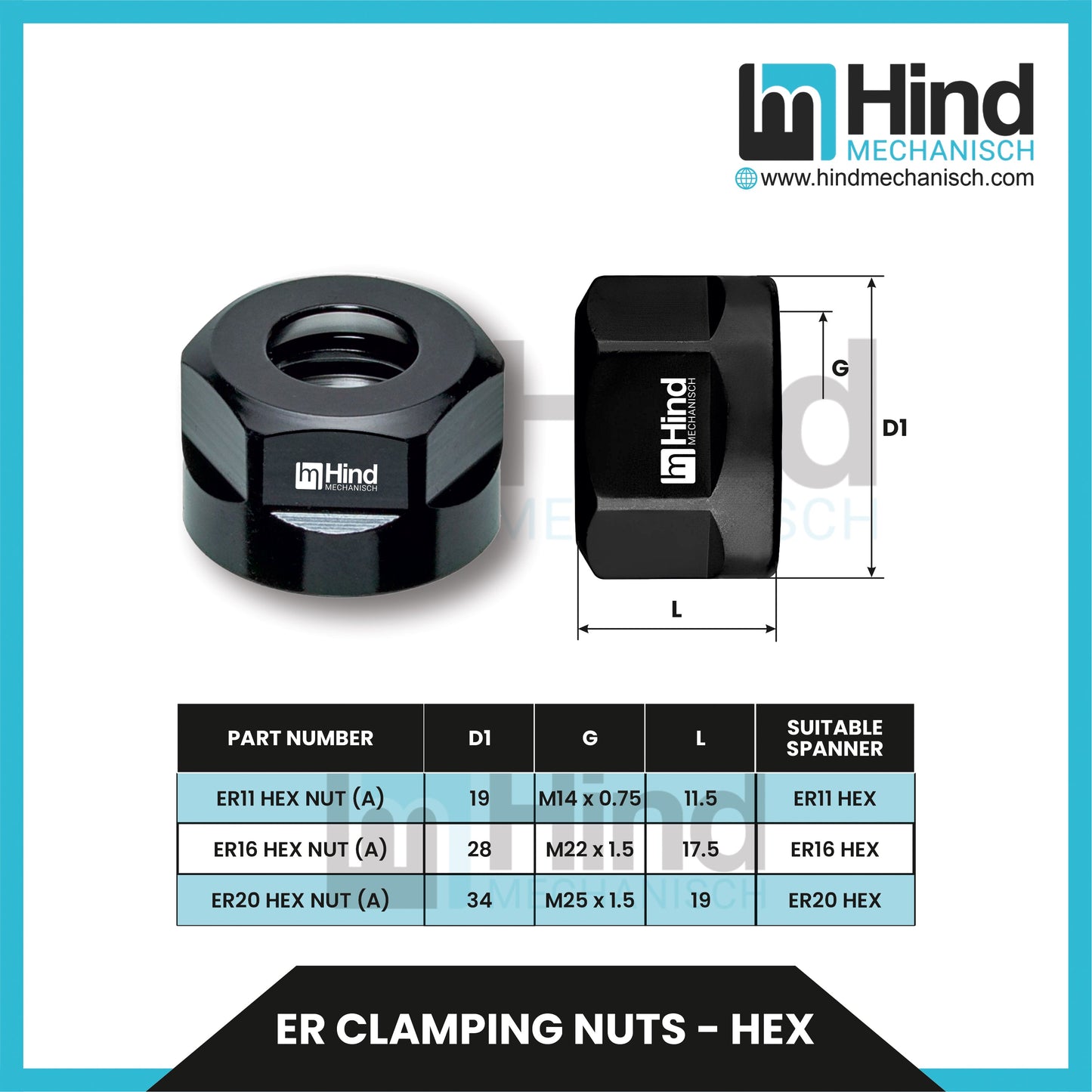 ER HEX Clamping Nuts