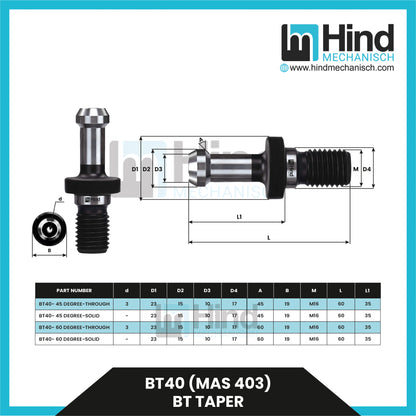 BT40 (MAS 403) | BT Taper Pull Stud