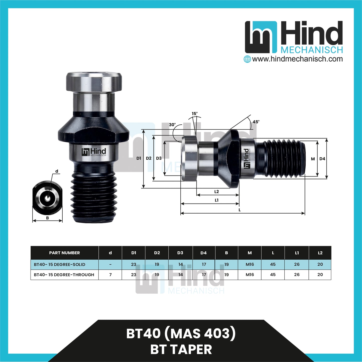 BT40 (MAS 403) | BT Taper Pull Stud