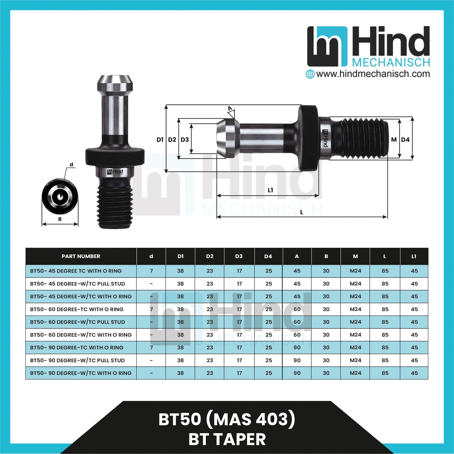 BT50 (MAS 403) | BT Taper Pull Stud