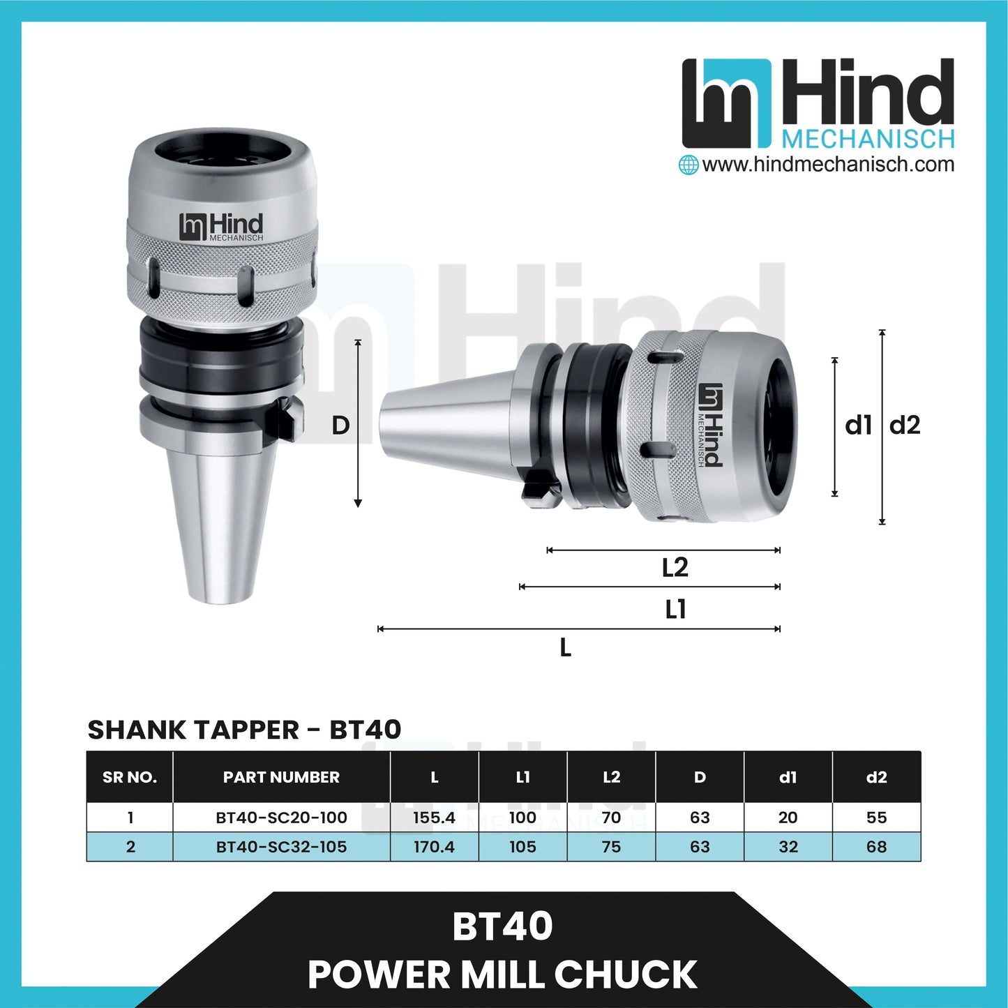 BT40 Power Mill Chuck