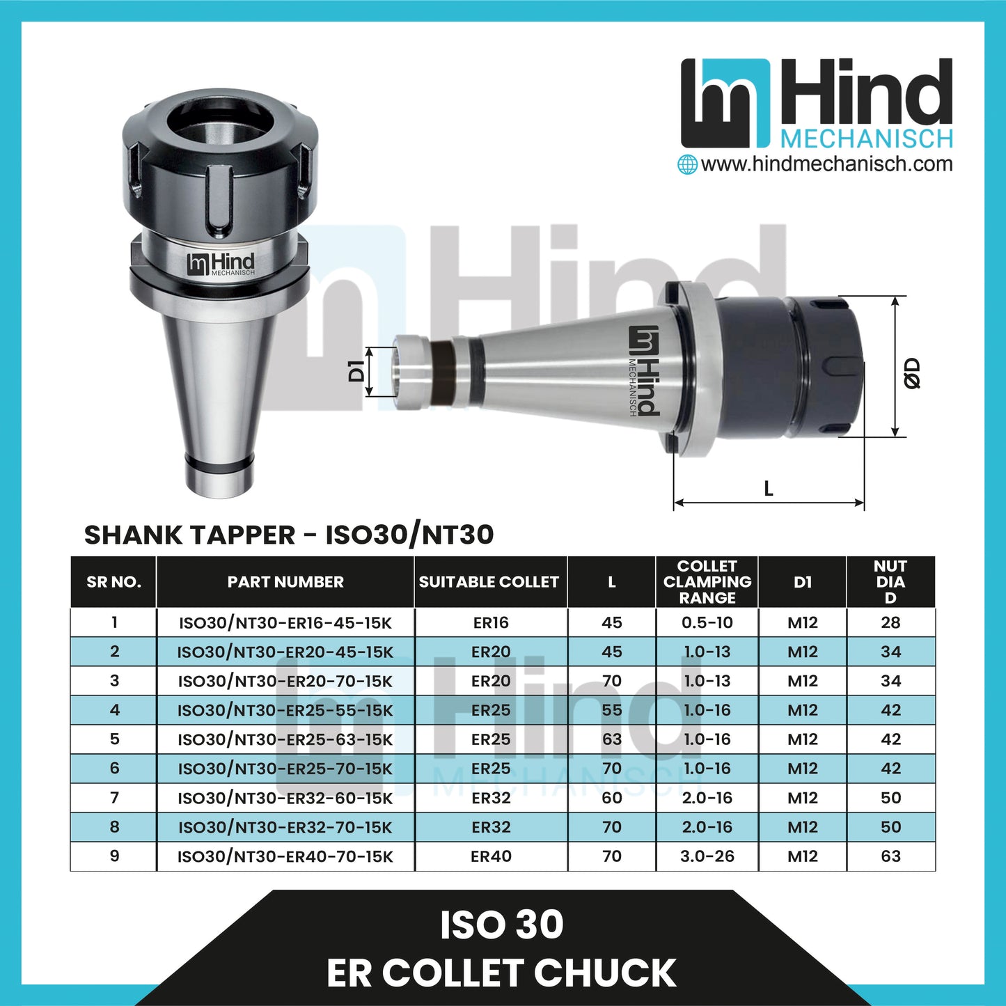 ISO30 ER Collet Chuck