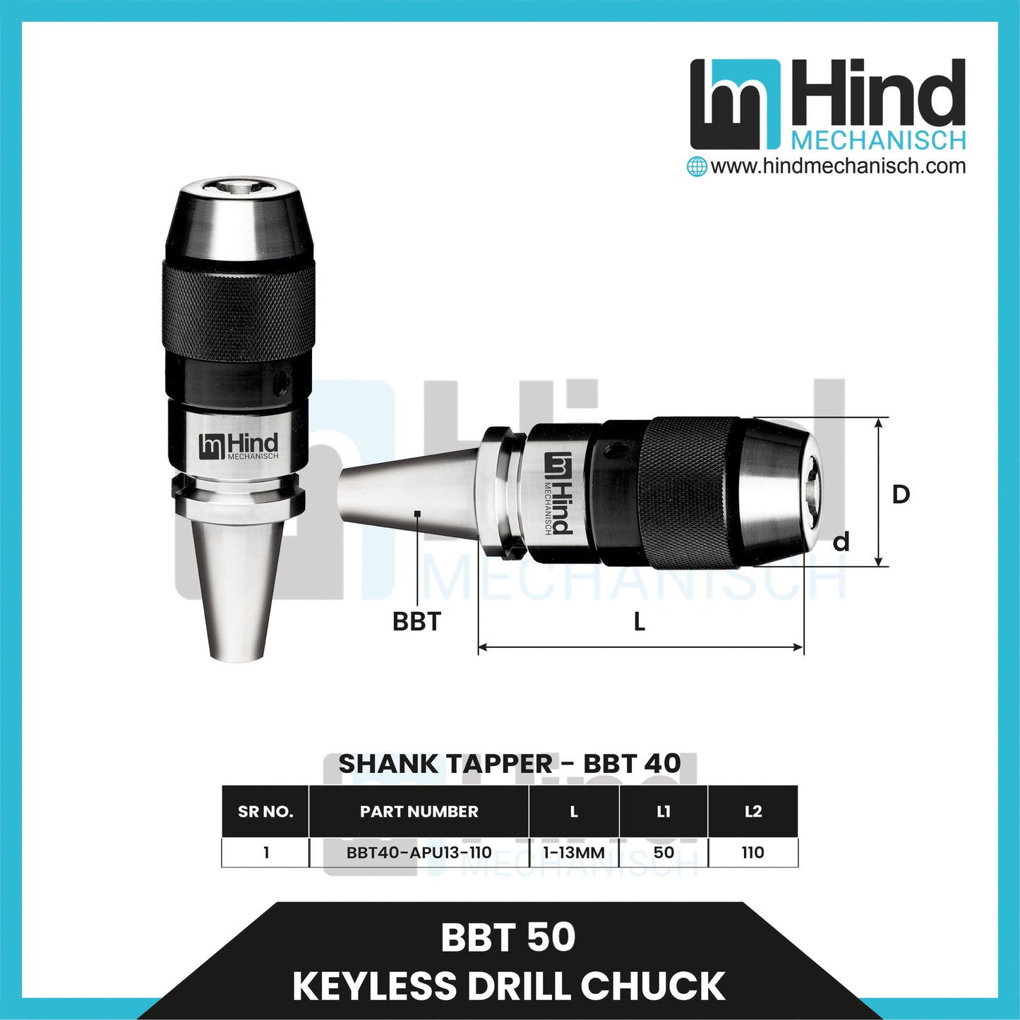 BBT50 Keyless Drill Chuck Tool Holder
