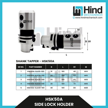 HSK50-A Side Lock Tool Holder (UPTO 100)