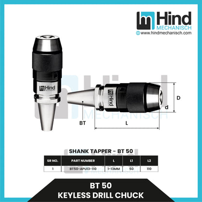 BT50 Keyless Drill Chuck Tool Holder