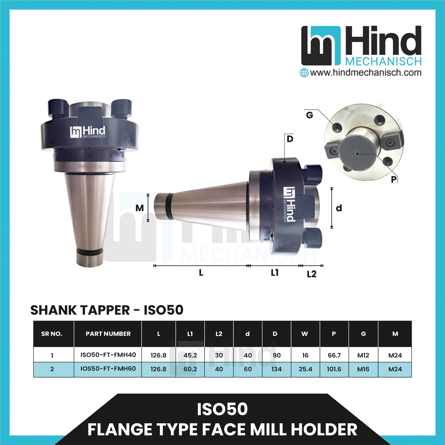 ISO50 Flanges Type Tool Holder (UPTO 100)