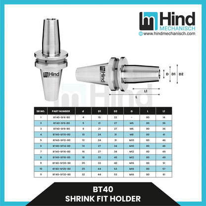 BT40 Shrink Fit Tool Holder