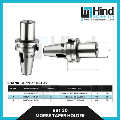 BBT30 Morse Taper Tool Holder